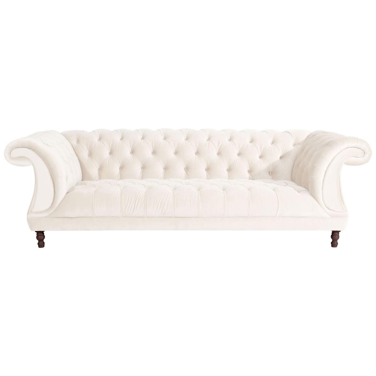 CHESTERFIELD Sofa 3-Sitzer Kaylin Samtvelours creme - Creme, Kunststoff (253/80/100cm) - 58aufmkessel