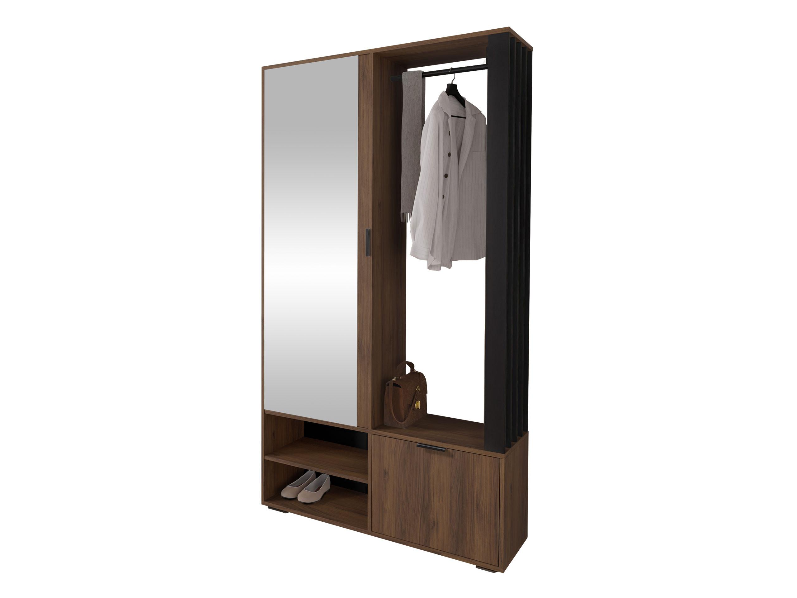 GARDEROBE Milo - Nussbaumfarben/Schwarz, Holzwerkstoff/Kunststoff (100/190/33cm) - MIRJAN24