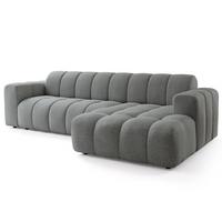 ECKSOFA SETIA Grau Strukturstoff mit Schlaffunktion - Grau, Holz (304/165cm) - MASSENO