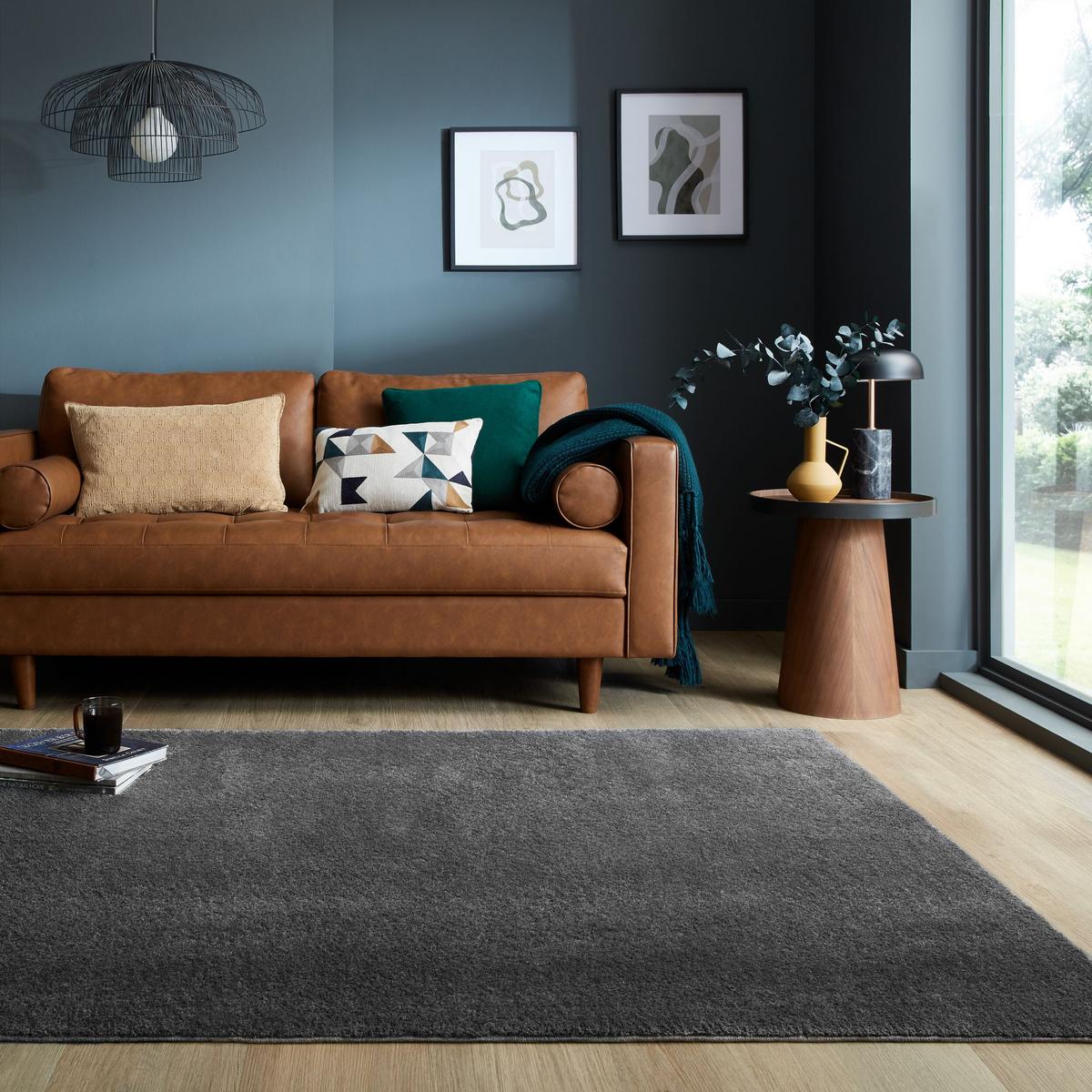 TEPPICH TUMMEL, einfarbig, Anthrazit, 200 x 290 cm - Anthrazit, Textil (290/200cm) - KADIMA DESIGN