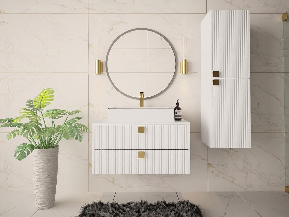 BADMÖBEL-SET Gariano III - Goldfarben/Weiß, Holzwerkstoff/Kunststoff (80/42/46cm) - MIRJAN24