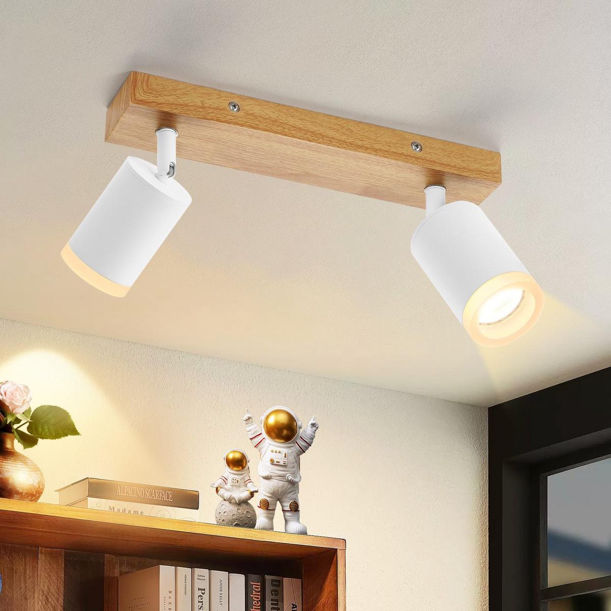 DECKENSTRAHLER Darmstadt 2-flammig 28/6/15 cm - Weiß, Holz (28/6/15cm) - Nettlife