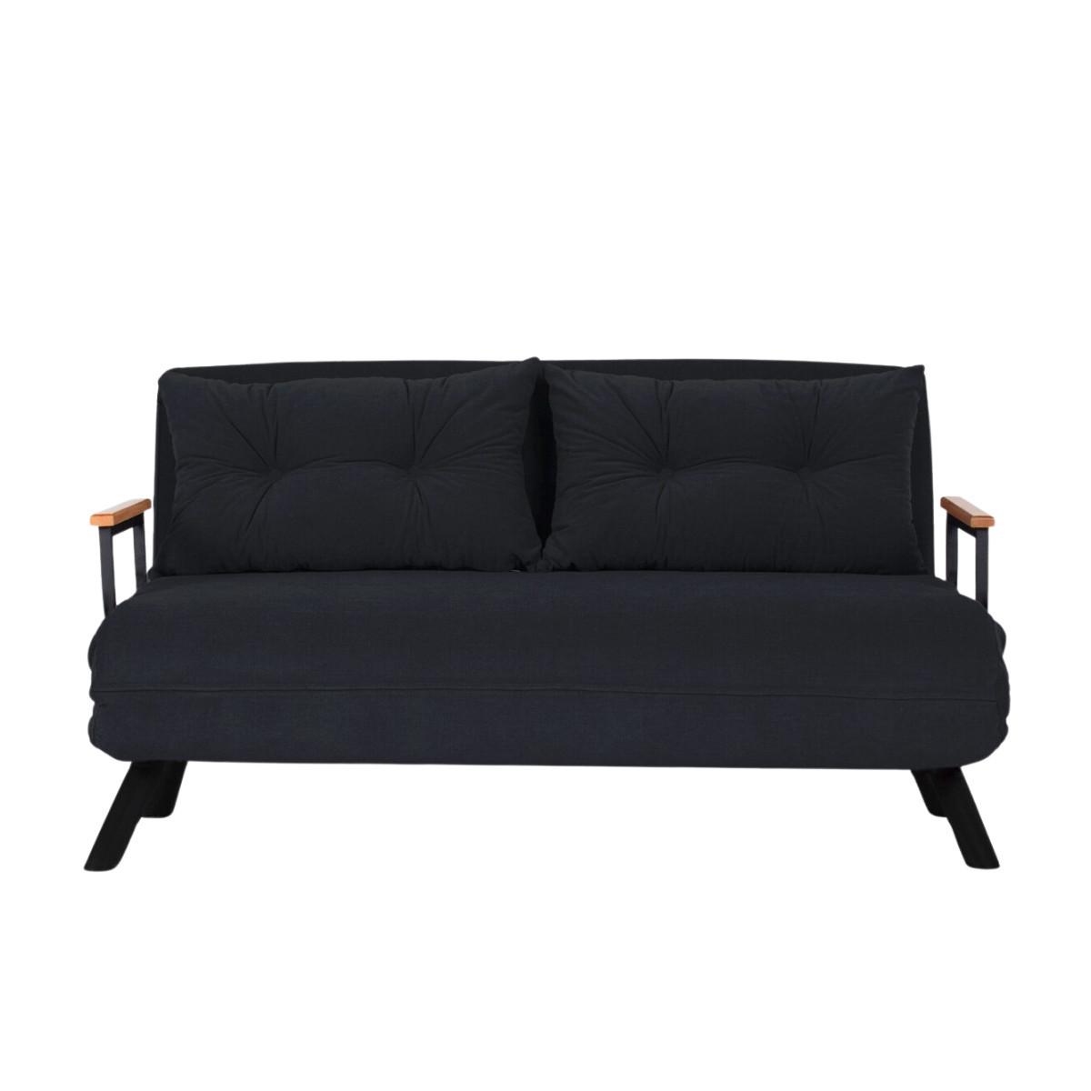 SCHLAFSOFA für 2 Personen mit Stoffbezug und Metallfüßen 133/50/41 cm - Schwarz, Metall (50/41/121cm) - Calicosy