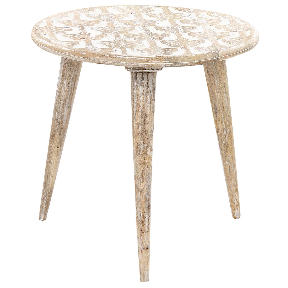 BEISTELLTISCH 2er-Set Rund Holz, Weiß Hursi - Hellbraun, Holz (46/46/45cm) - Beliani