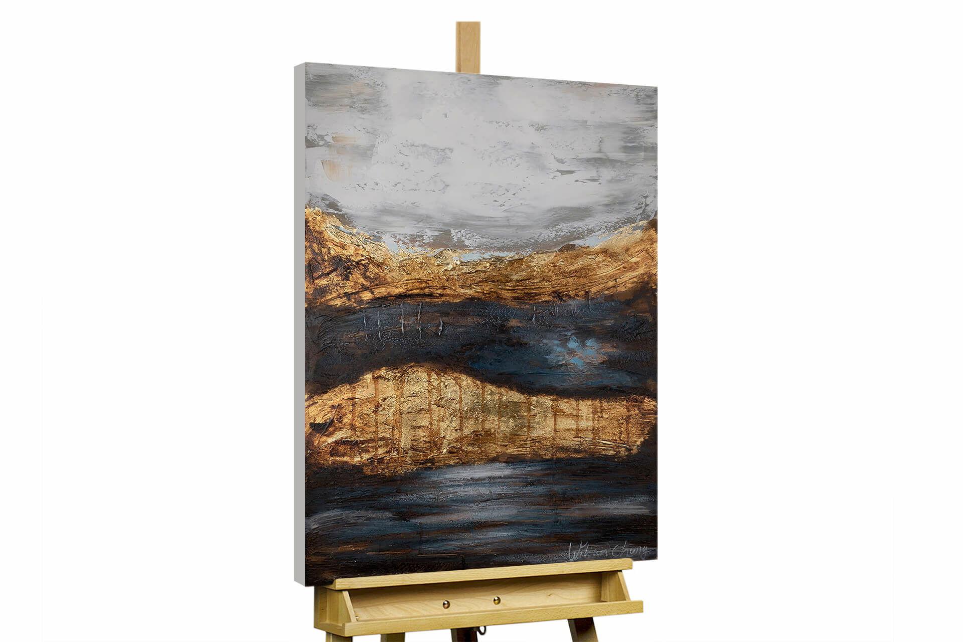 ACRYLBILD HANDGEMALT 60/90 cm - Blau/Grau, Holz/Textil (60/90cm) - KUNSTLOFT