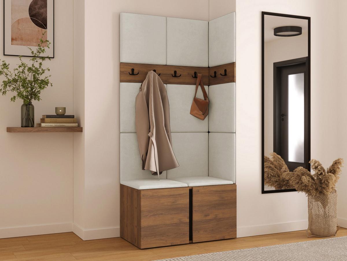 GARDEROBEN-SET Orion I - Beige/Nussbaumfarben, Holzwerkstoff/Kunststoff (84/186/46cm) - MIRJAN24