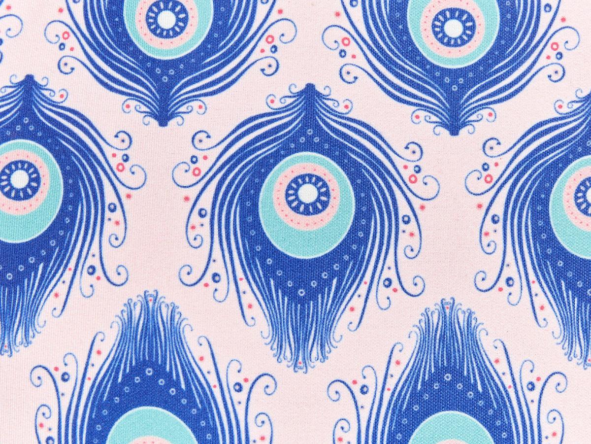 OUTDOOR-KISSEN 2er-Set Pfauenmuster blau/rosa 45/45 cm Ceriana - Blau, Textil (45/45cm) - Beliani