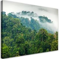 BILD Wald im Nebel Landschaft 120x80cm - Grün, Textil (120/80cm) - Feeby