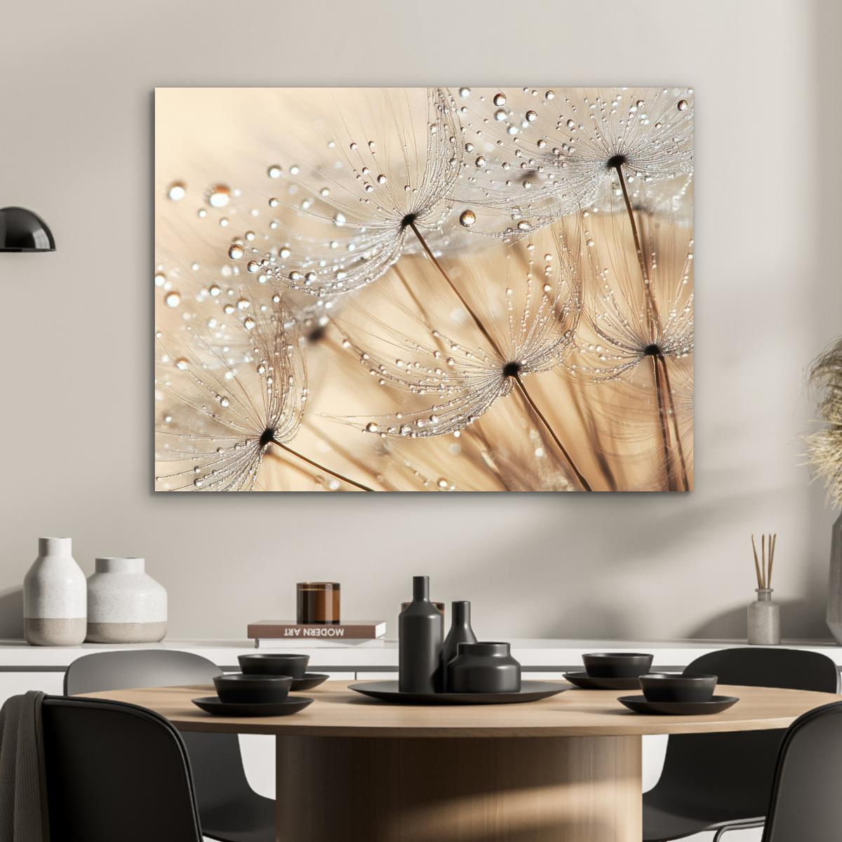 METALLBILD Löwenzahn - Abstrakt - Natur - Beige 80x60 cm - Braun, Metall (80/60cm) - MuchoWow