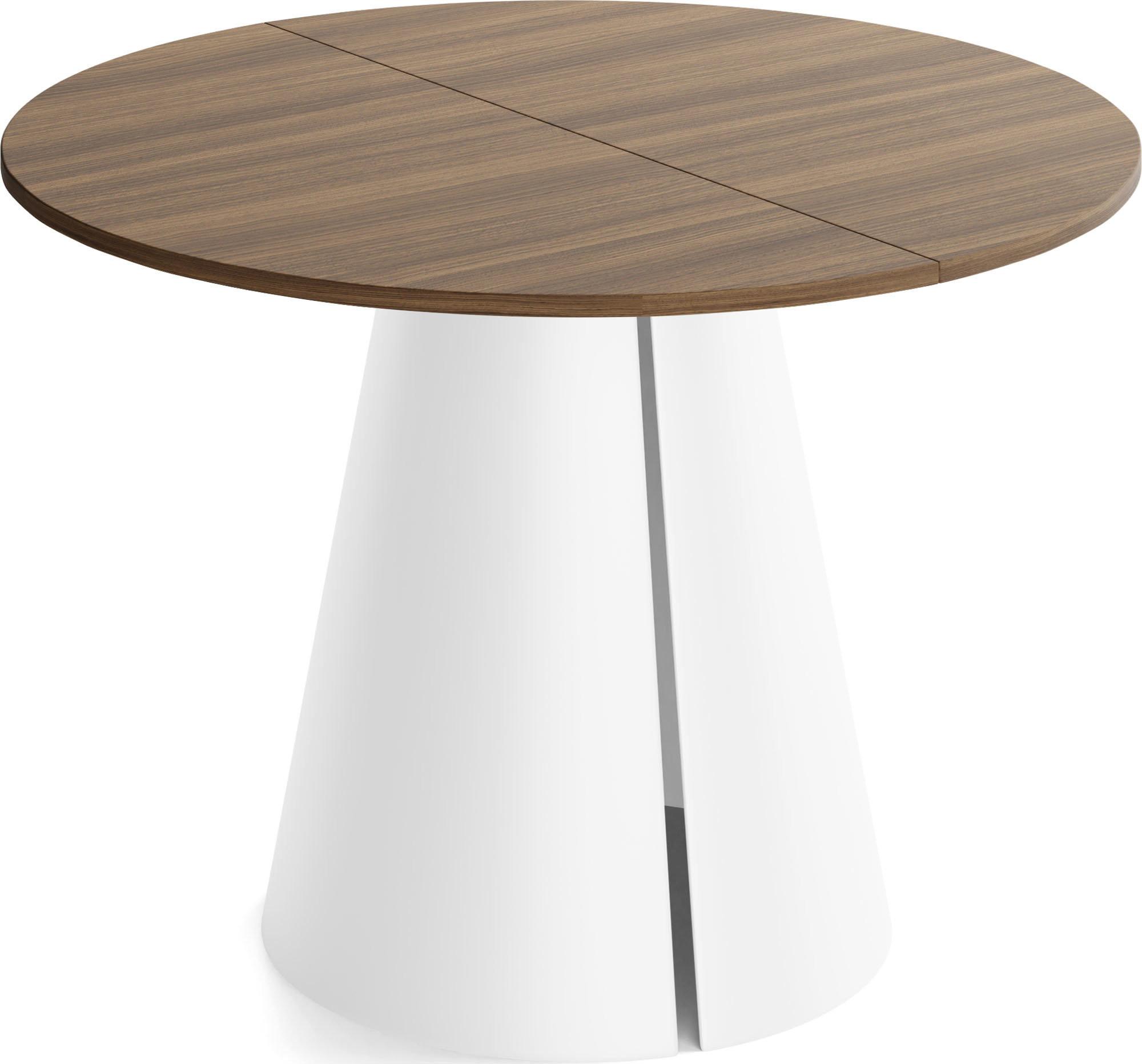 ESSTISCH Lamio runder ausziehbarer, Walnuss Braun 120-200/120/76 cm - Walnussfarben/Weiß, Holzwerkstoff/Metall (120/196/76cm) - WFL GROUP