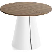 ESSTISCH Lamio runder ausziehbarer, Walnuss Braun 120-200/120/76 cm - Walnussfarben/Weiß, Holzwerkstoff/Metall (120/196/76cm) - WFL GROUP