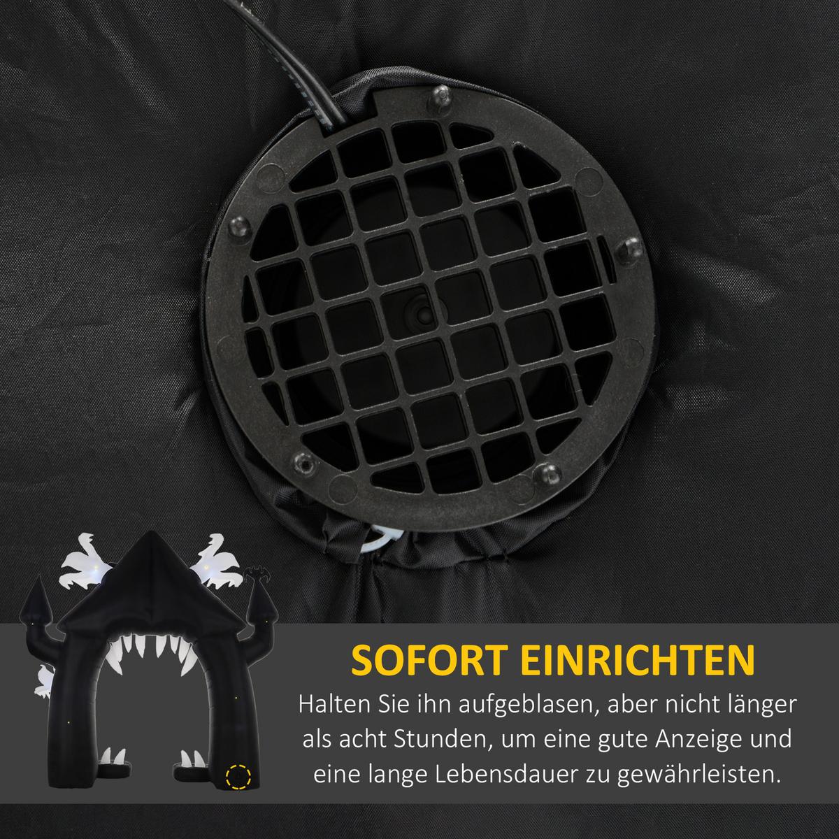 HALLOWEEN aufblasbarer Bogen, 300 cm Große Halloween-Deko mit LED-Beleuchtung - Schwarz, Kunststoff (76/300/300cm) - Outsunny