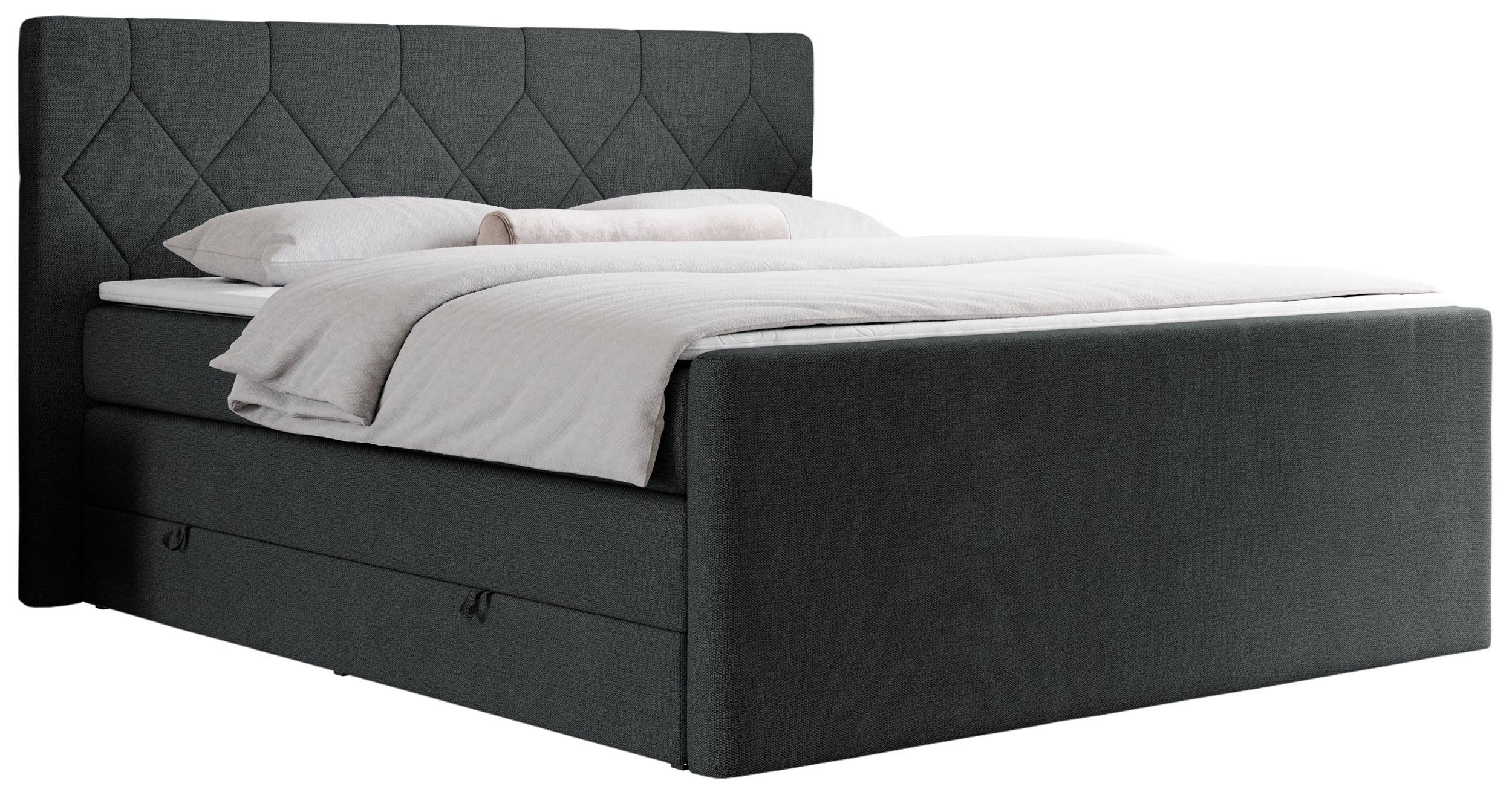 BOXSPRINGBETT KING EIGAR 140/200 Dunkelgrau Struktur - H3 - Dunkelgrau, Holz/Textil (140/200cm) - MKS