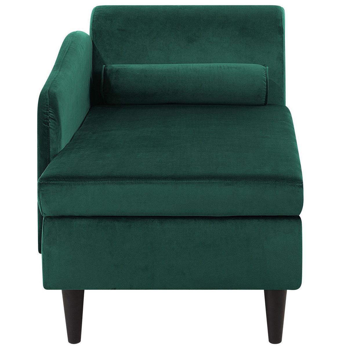 CHAISELONGUE Samtstoff smaragdgrün rechtsseitig Luiro - Schwarz/Grün, Textil (160/77/70cm) - Beliani