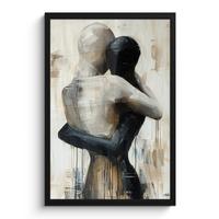 POSTER MIT RAHMEN Abstrakt - Liebe - Schwarz und weiß - Modern Bilder mit Rahmen 40x60 cm - Schwarz, Papier (40/60cm) - MuchoWow