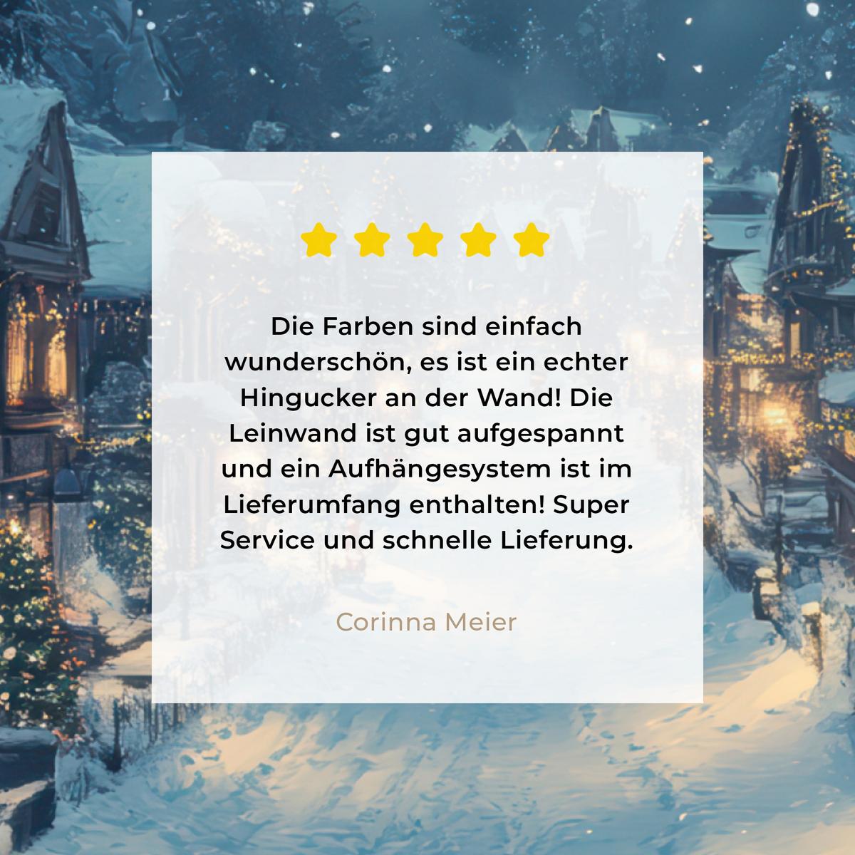 LEINWANDBILD Weihnachtsdorf - Weihnachten - Schnee - Winter Deko Wohnzimmer 20x20 cm - Dunkelblau, Textil (20/20cm) - MuchoWow