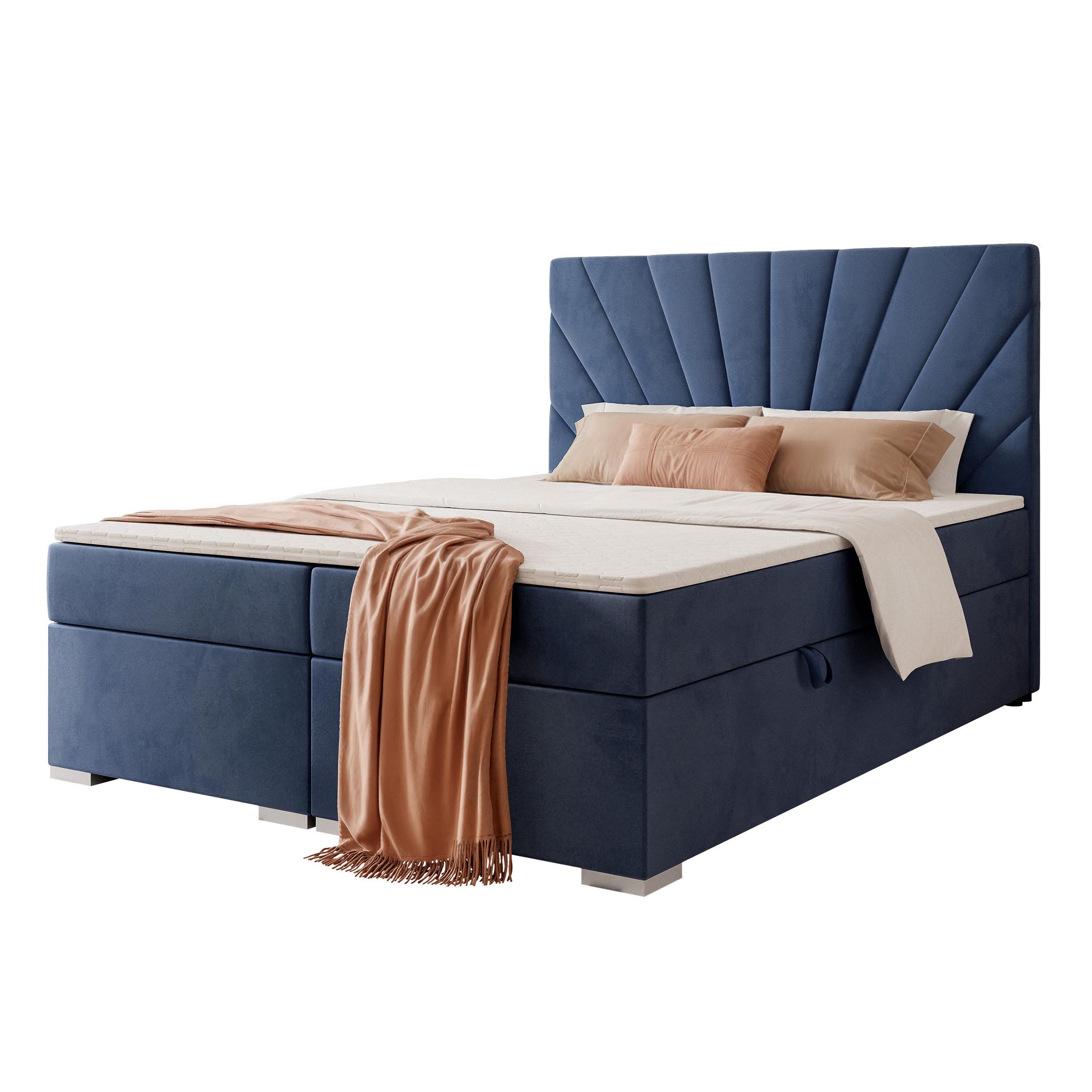 BOXBETT 160x200 cm mit Topper - Blau, Holzwerkstoff/Textil (160/200cm) - Idohome