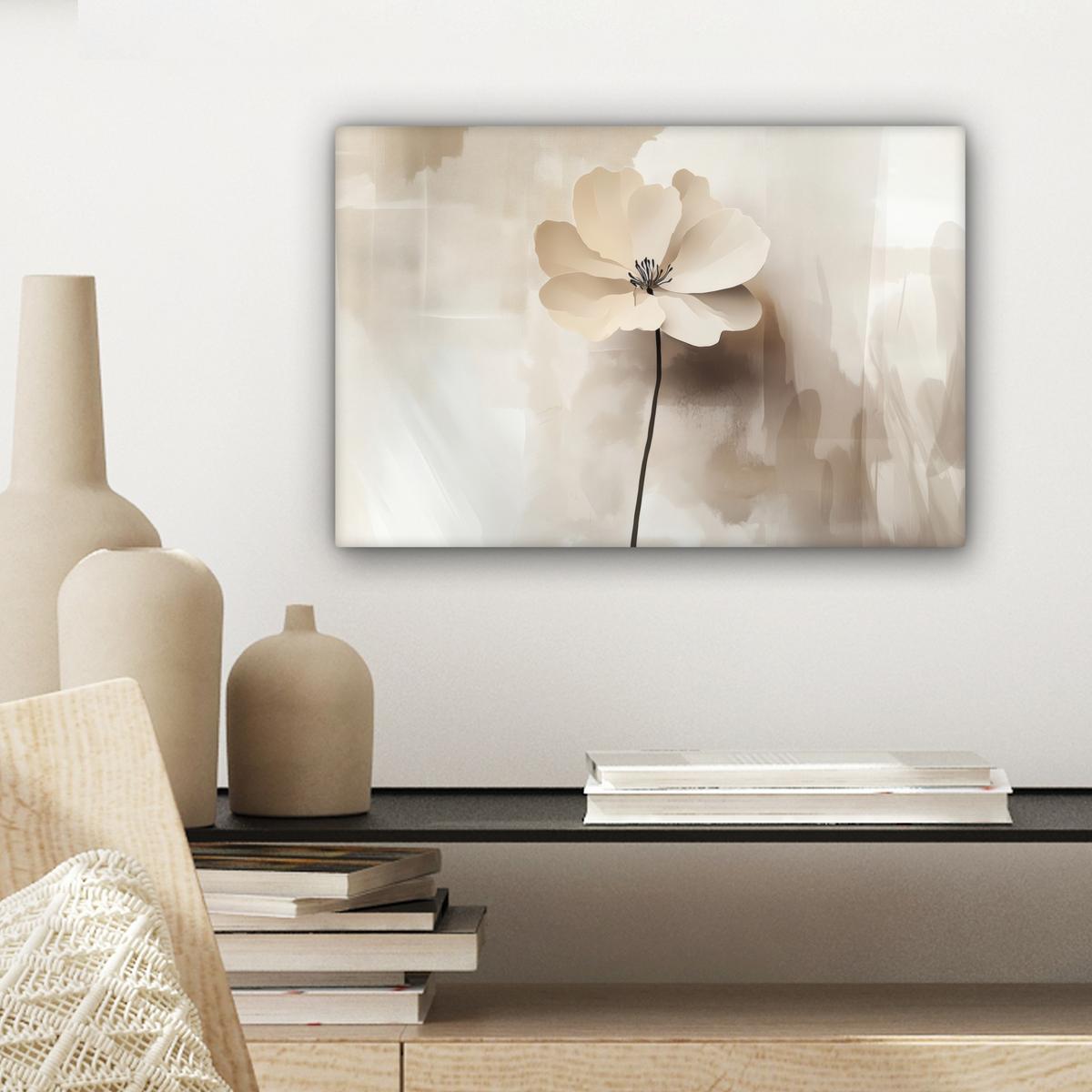 LEINWANDBILD Blume - Beige - Farbe - Schatten Deko Schlafzimmer 30x20 cm - Creme, Textil (30/20cm) - MuchoWow