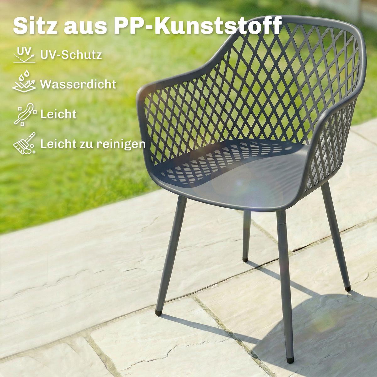 GARTENSTÜHLE 4er Set Metall Kunststoff Dunkelgrau - Dunkelgrau, Kunststoff/Metall (51/84/56cm) - Outsunny