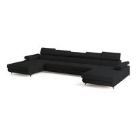 WOHNLANDSCHAFT VIVENTE Schwarz Boucle-Stoff mit Schlaffunktion - Schwarz, Holz (410/89/190cm) - MASSENO