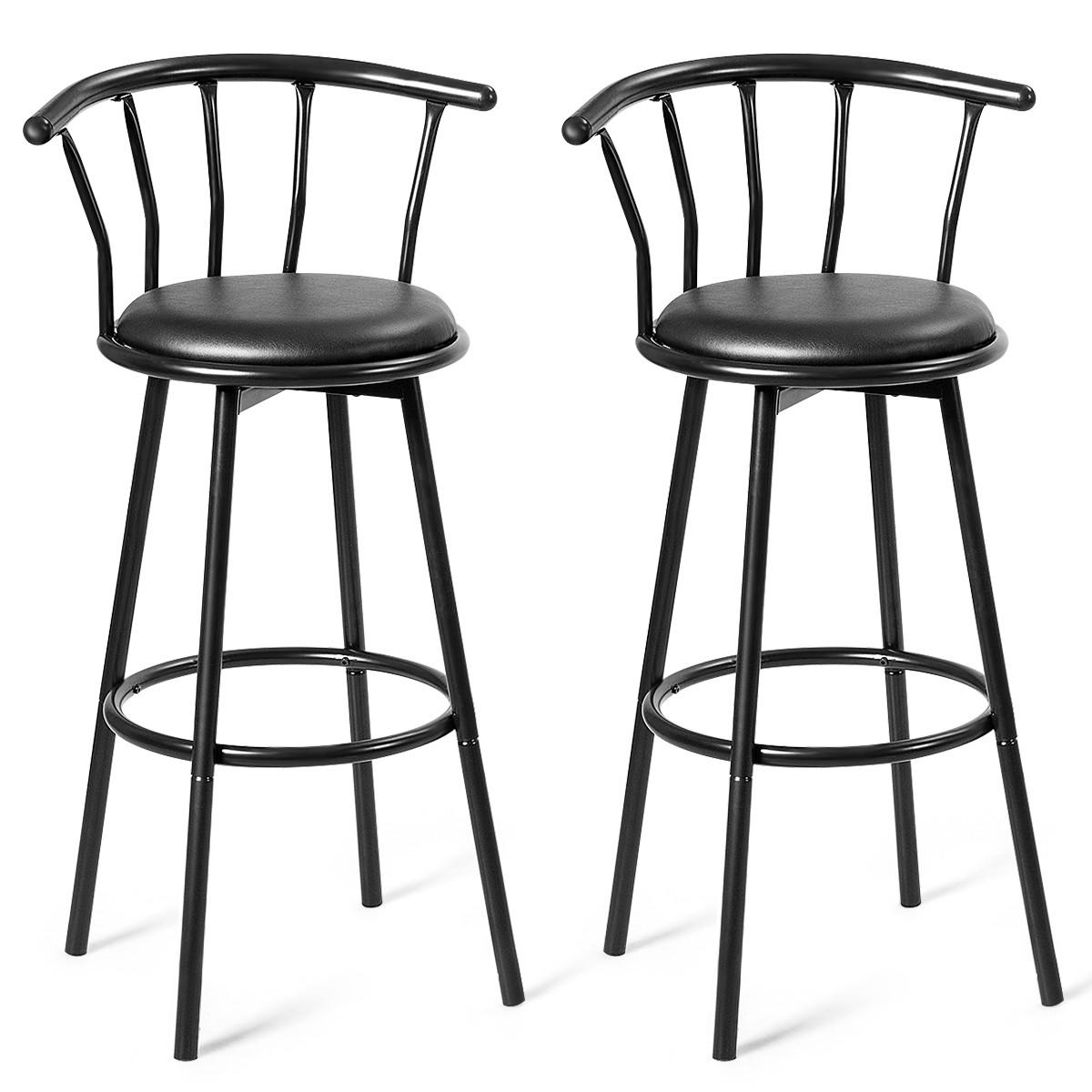 BARHOCKER Schwarz(2er-Set) - Schwarz, Metall (56/102/39cm) - COSTWAY