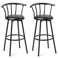 BARHOCKER Schwarz(2er-Set) - Schwarz, Metall (56/102/39cm) - COSTWAY