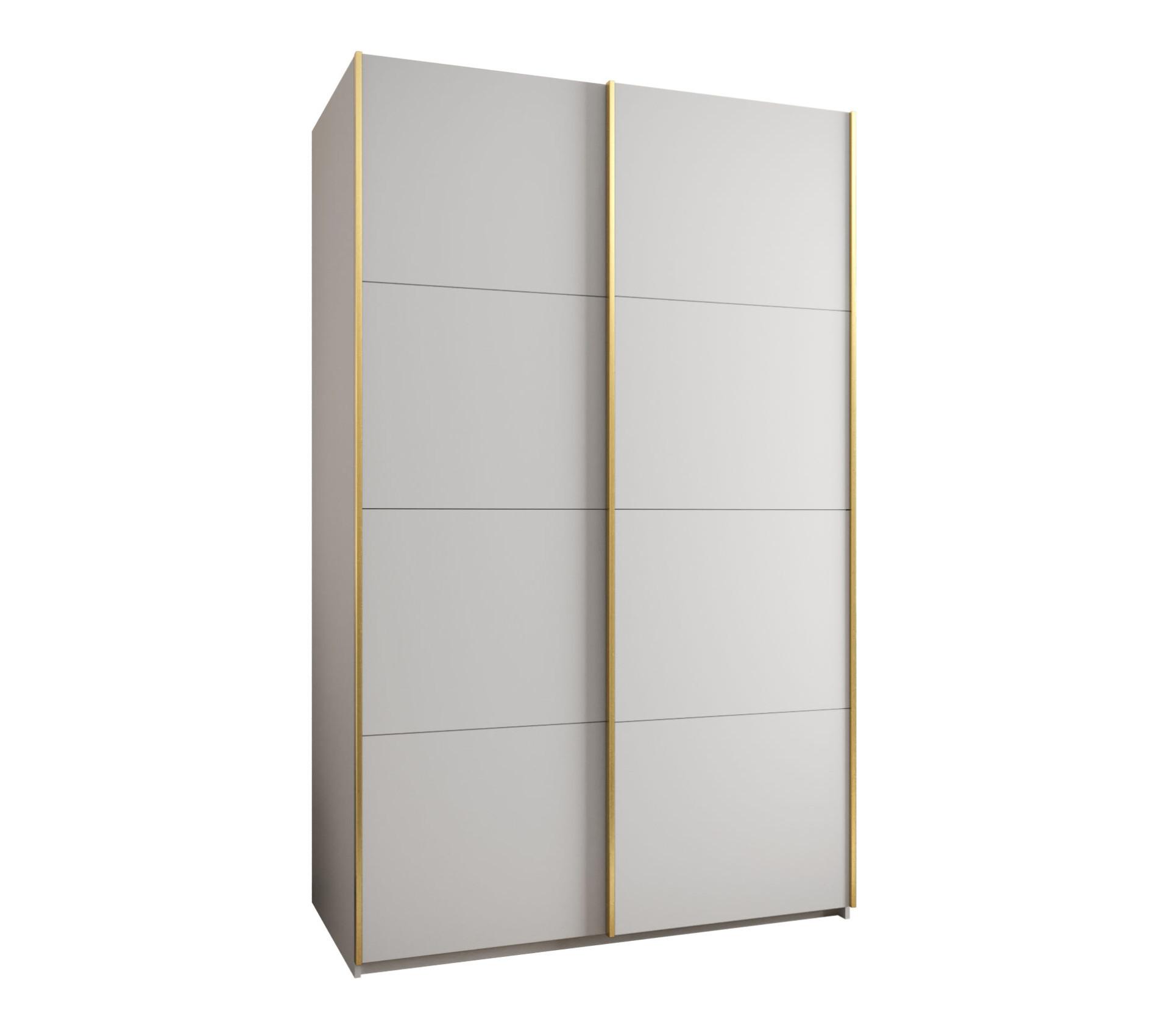 SCHWEBETÜRENSCHRANK 245,5/150/64 2-türig - Goldfarben/Weiß, Holz/Metall (150/245/64cm) - Abiks Möbel