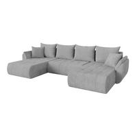WOHNLANDSCHAFT mit Schlaffunktion und Bettkasten TOKO-U 378x194x86 Grau Cord - Schwarz/Grau, Holzwerkstoff/Kunststoff (378/86/194cm) - ALTDECOR