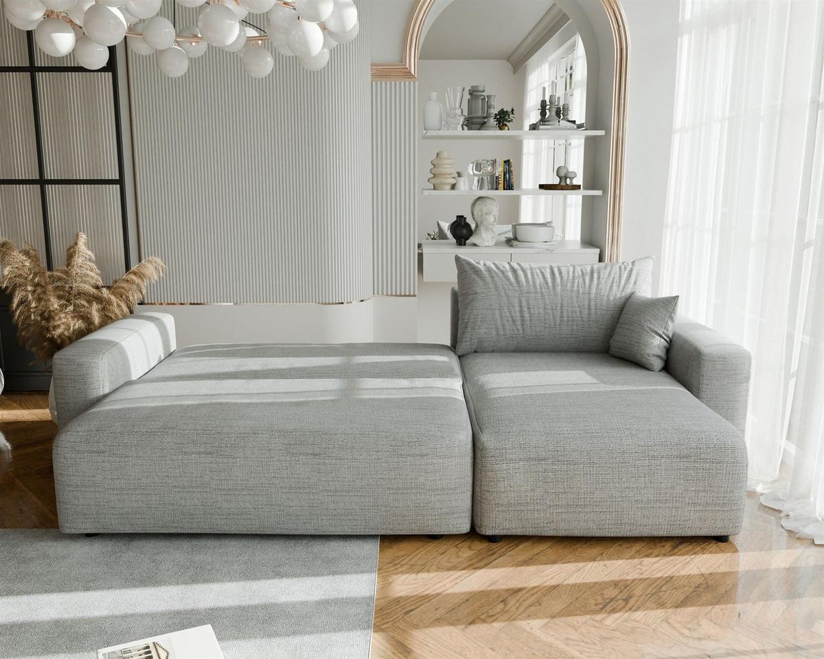ECKSOFA Luna Max Mit Schlaffunktion - Grau, Holzwerkstoff/Textil (145/278cm) - Fun Möbel