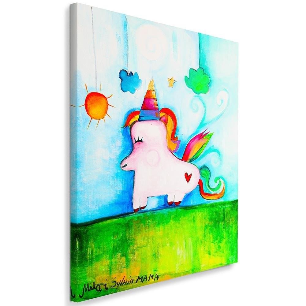 WANDBILD Einhorn 80x120cm - Multicolor, Textil (80/120cm) - Feeby