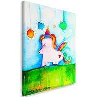 WANDBILD Einhorn 80x120cm - Multicolor, Textil (80/120cm) - Feeby
