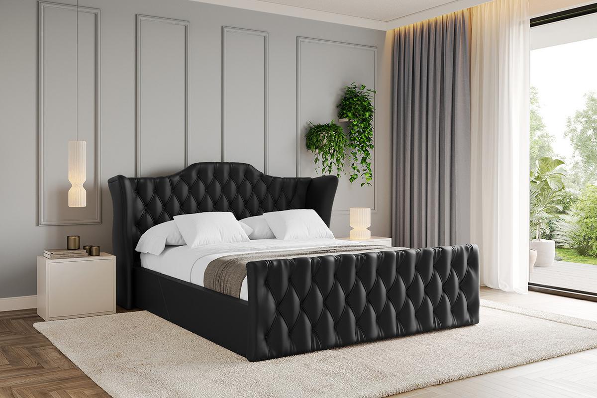 POLSTERBETT mit Bettkasten, Fußteil und Lattenrost, Boxbett mit Matratze H3/H4 - ZORAN-Z 120x200 Schwarz Kunstleder - Schwarz Hochglanz, Holzwerkstoff/Textil (120/200cm) - ALTDECOR