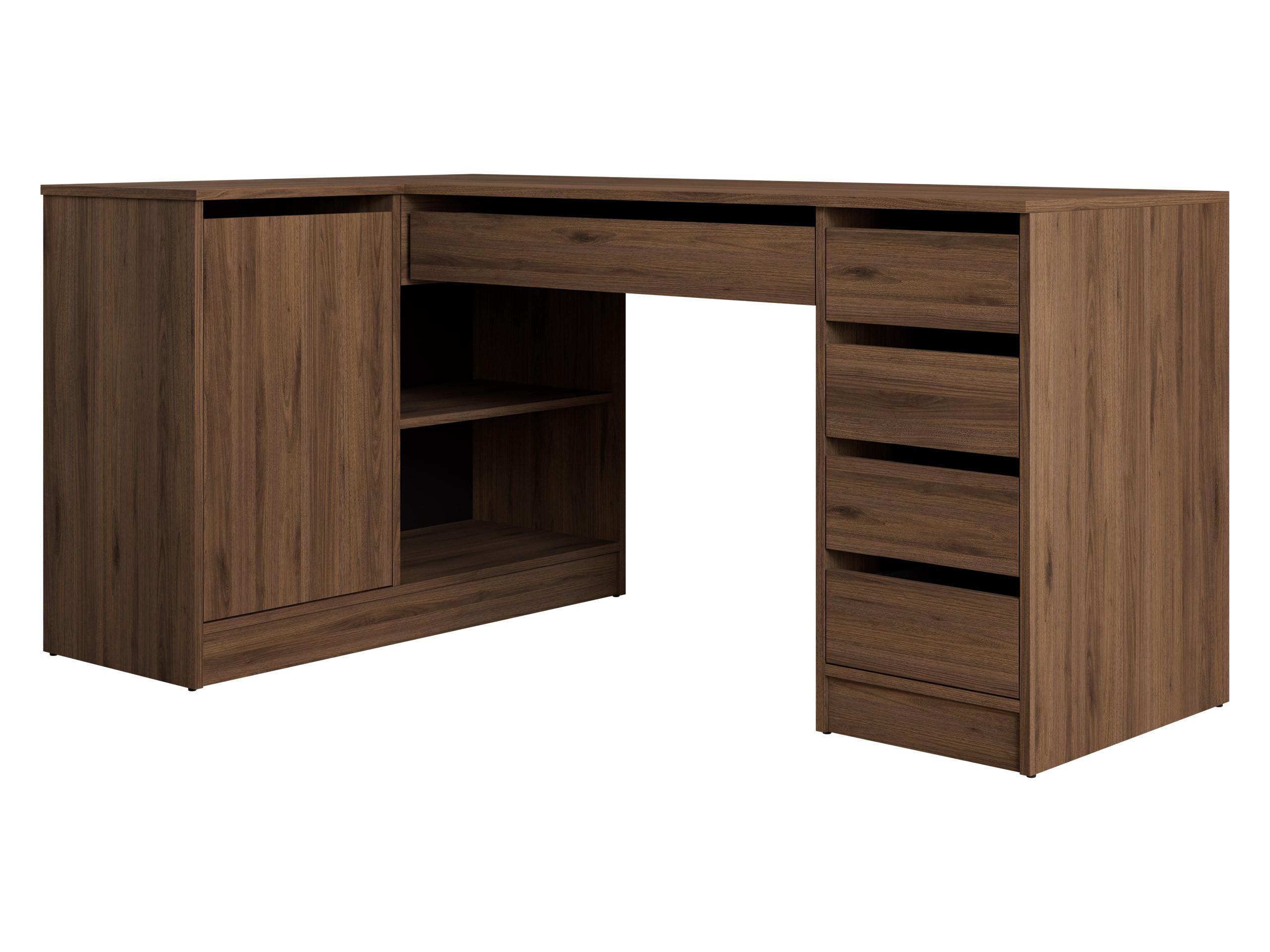 ECKSCHREIBTISCH Ada - Nussbaumfarben/Schwarz, Holzwerkstoff/Kunststoff (98/158/76cm) - MIRJAN24