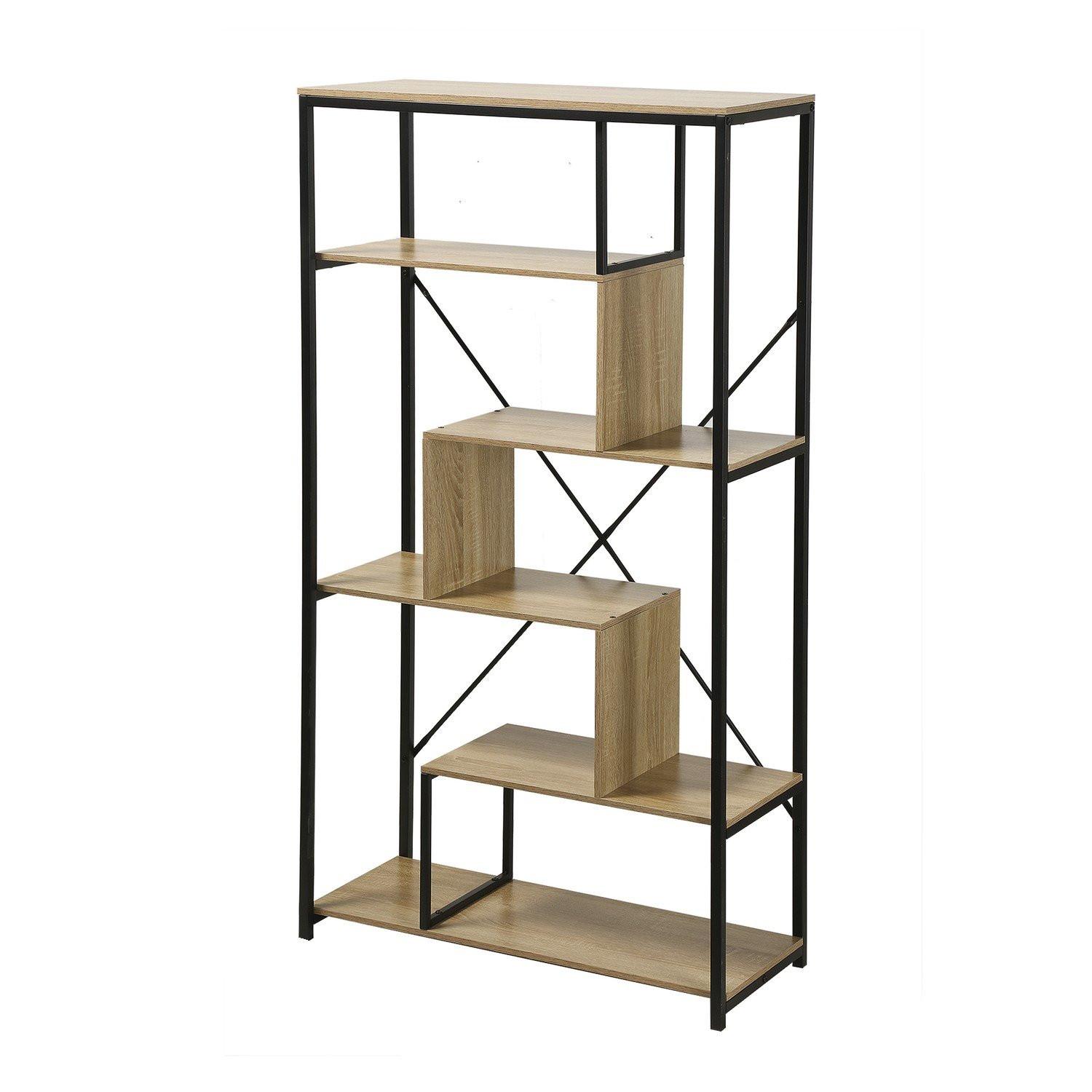 BÜCHERREGAL mit Regalen auf 6 Etagen H160 cm - Nussbaumfarben, Holzwerkstoff (34/160/84cm) - Calicosy