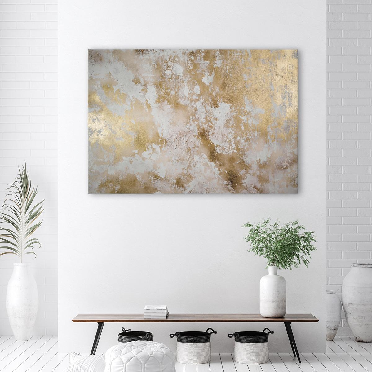 WANDBILD goldene flecken abstraktion - Goldfarben, Textil (60/40cm) - Feeby