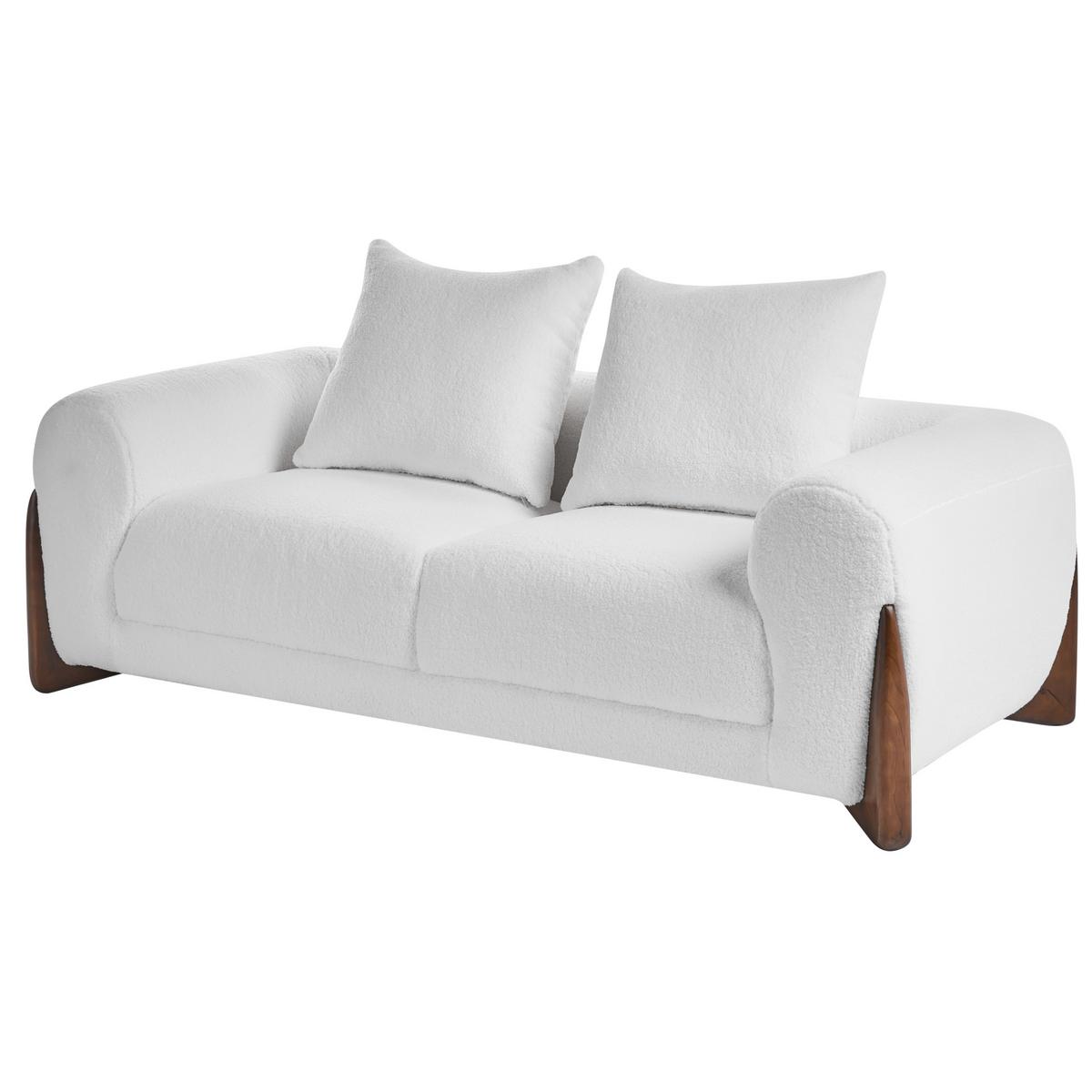 2-SITZER-SOFA Bouclé Weiß Vinliden - Dunkelbraun, Textil (180/62/87cm) - Beliani