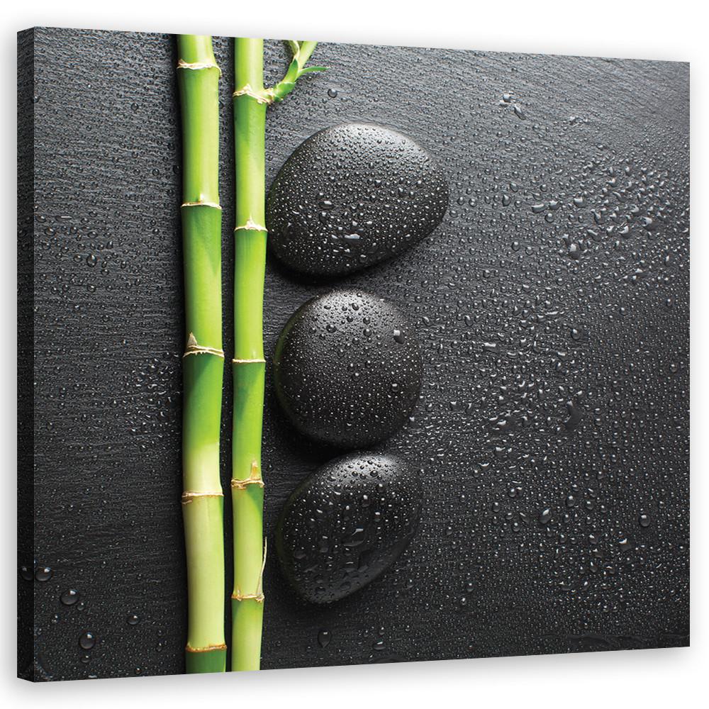 WANDBILD bambus zen steine wellness - Schwarz, Textil (50/50cm) - Feeby