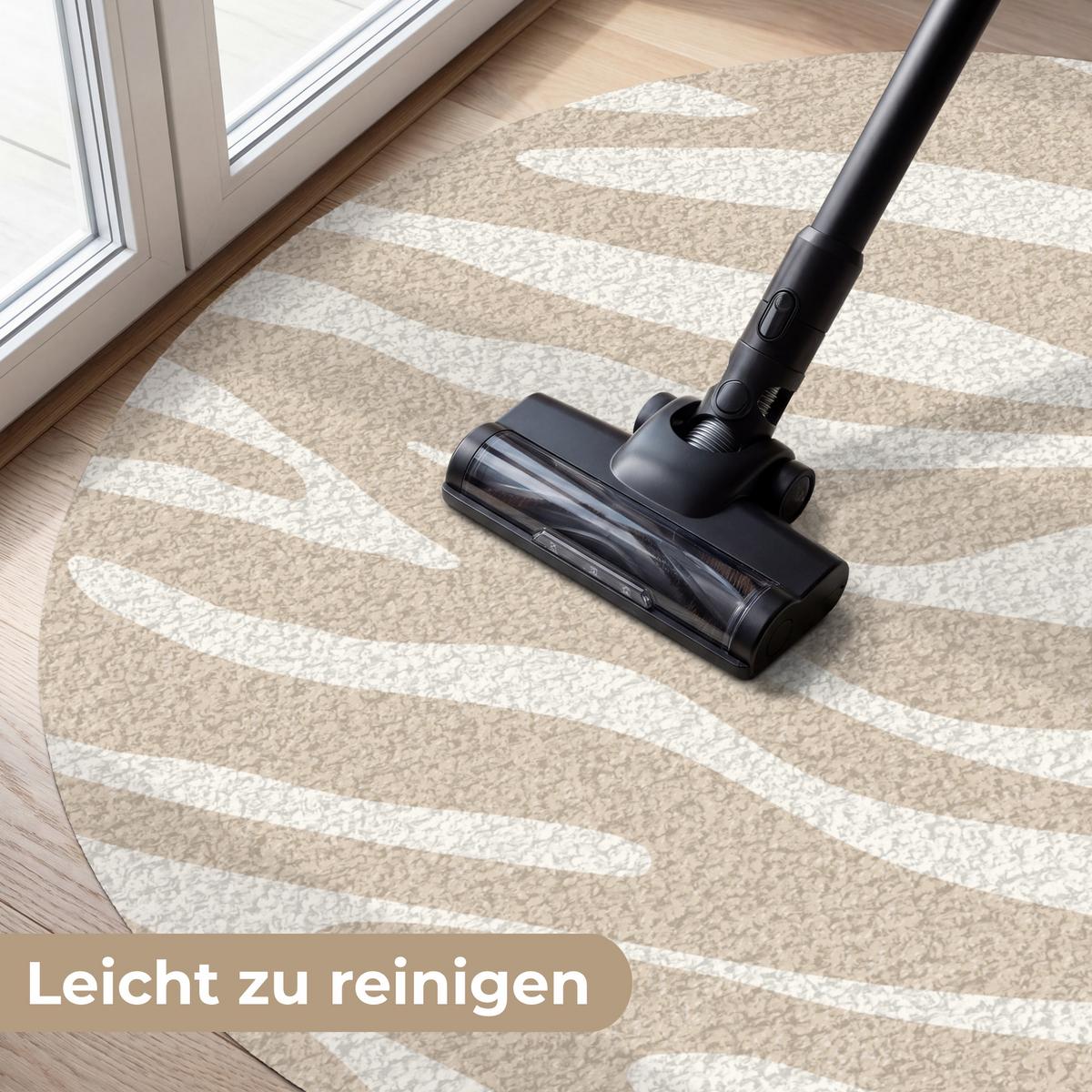 FUSSMATTE Zebramuster - Beige - Weiß - Tiermuster Schmutzfänger 120x120 cm - Beige, Kunststoff (120/0.4cm) - MuchoWow