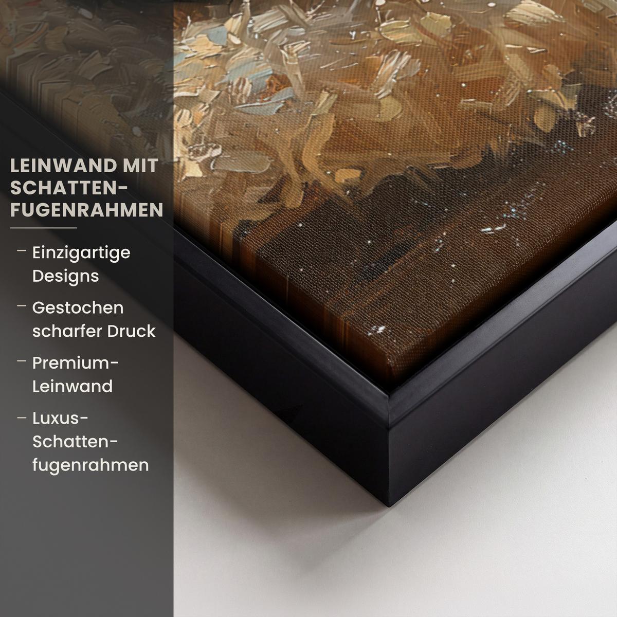 LEINWAND Bilder mit Rahmen - Katze - Weihnachten - Winter - Tier - 70x100 - Bernsteinfarben, Textil (70/100cm) - MuchoWow