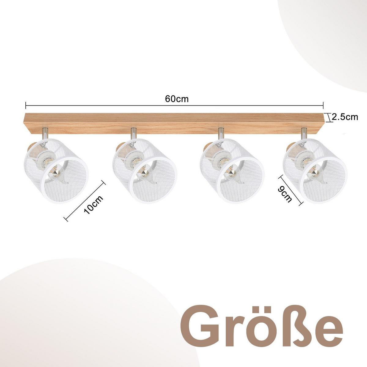 DECKENSTRAHLER Gisela 4-flammig 60/10/14 cm - Weiß, Metall (60/10/14cm) - Nettlife