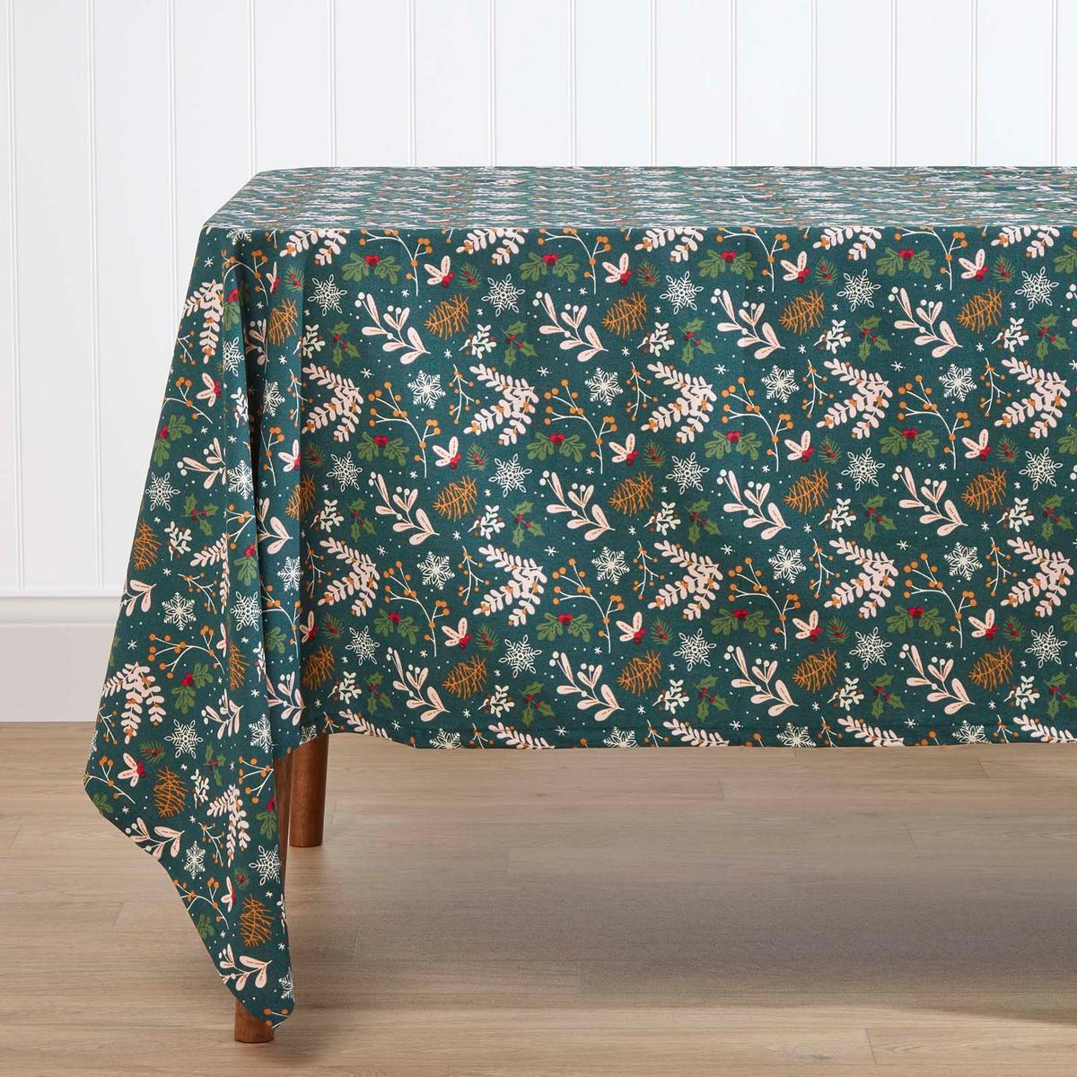 WEIHNACHTSTISCHDECKE Weihnachtswald grün 178 cm rund, 100% Baumwolle - Grün, Textil (178/178cm) - Homescapes
