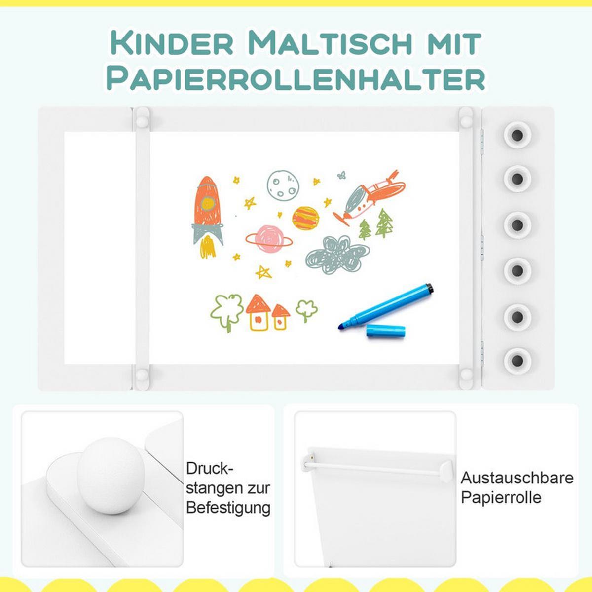 KINDERTISCH mit Stuhl weiß(3-tlg) - Weiß, Holzwerkstoff (109/55/60cm) - COSTWAY