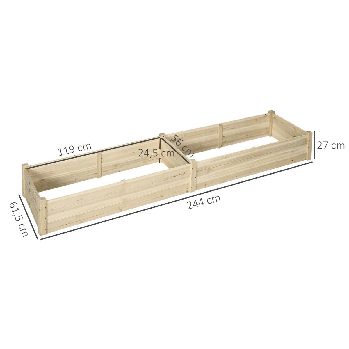 GARTENBEET, Naturfarben - Naturfarben, Holz (61.5/27/244cm) - Outsunny