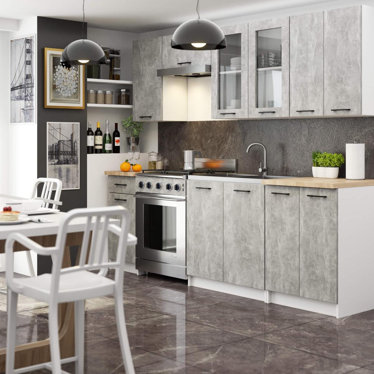 HÄNGESCHRANK Weiß, Beton 72/80/30,5 - Hellgrau/Weiß, Holzwerkstoff (80/72/30cm) - RAUMHIRSCH FURNITURE