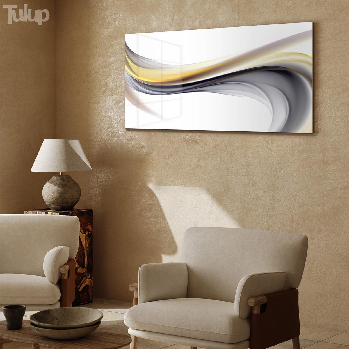 GLASBILD 100x50 cm Moderne Kunst - Gelb, Glas (100/50cm) - TULUP