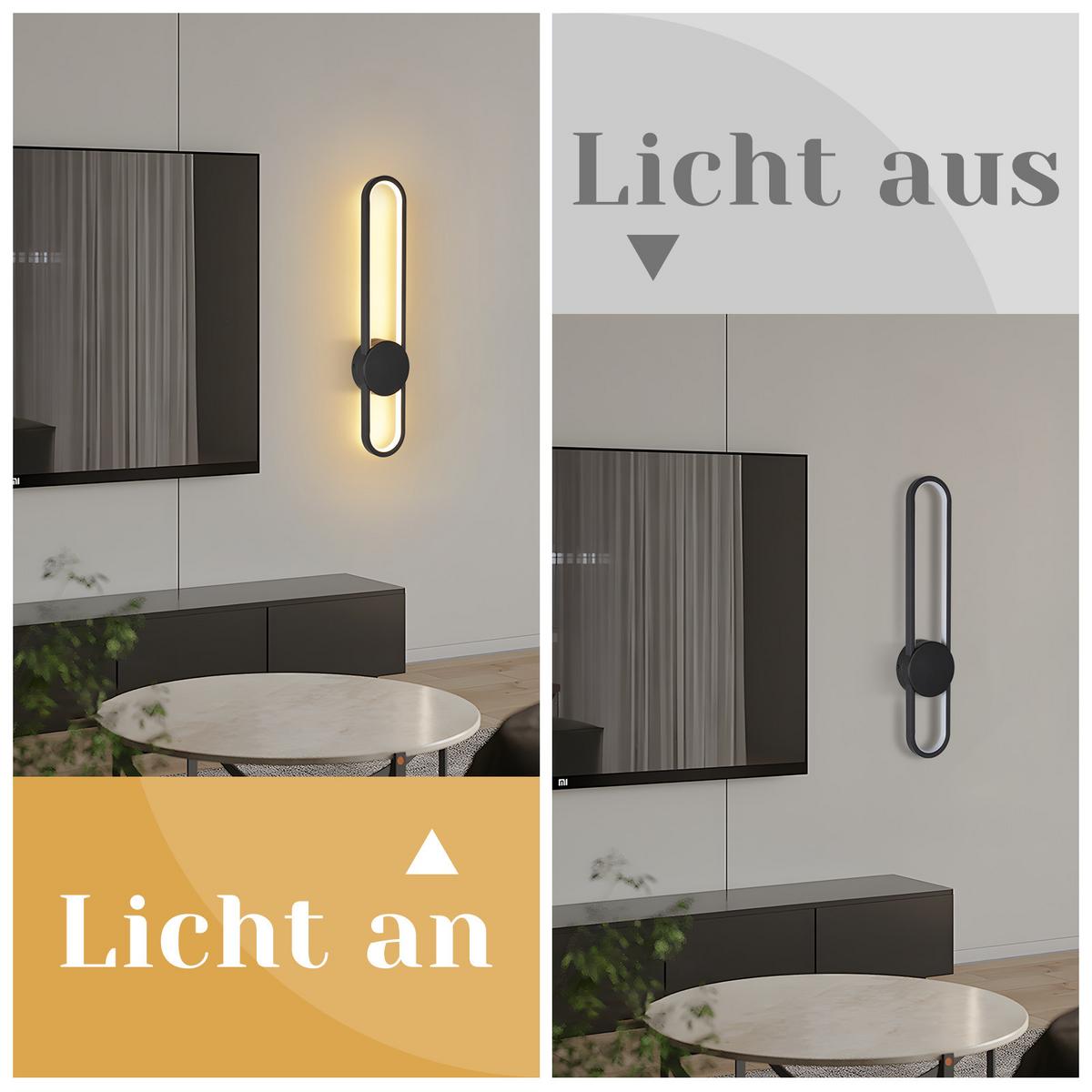 LED-WANDLEUCHTE Blinkor 60/12/5.5 cm - Schwarz, Metall (12/5.5/60cm) - ZMH