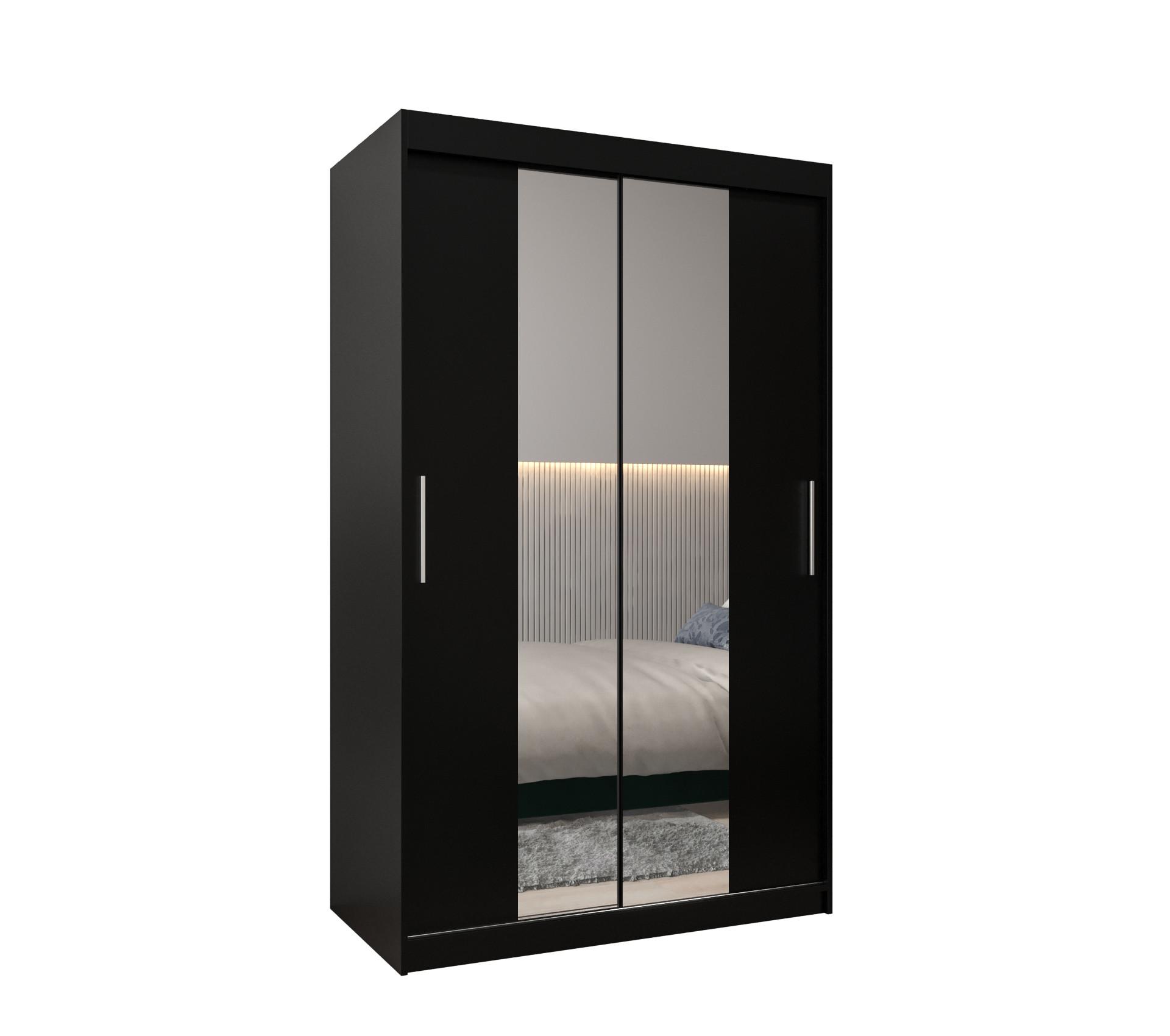 SCHIEBETÜRENSCHRANK mit Spiegel TOKYO 1 200/120/62 2-türig - Silberfarben/Schwarz, Holz/Kunststoff (120/200/62cm) - MÖBEL KRYSPOL