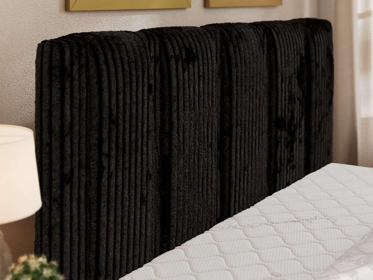 POLSTERBETT SAVINO CLASSIC 140/200 - Schwarz Cord - Pocket-Matratze - Schwarz, Kunststoff/Textil (140/200cm) - MKS