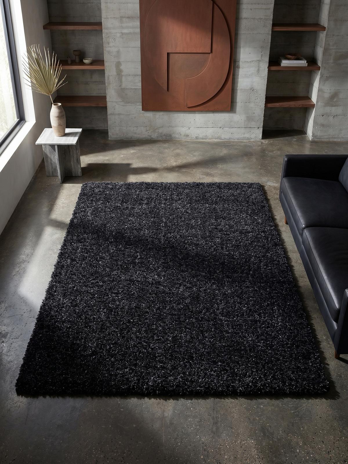 HOCHFLORTEPPICH RHEIN, einfarbig, aus Polypropylen, Anthrazit, 100 x 200 cm - Anthrazit, Textil (200/100cm) - KADIMA DESIGN