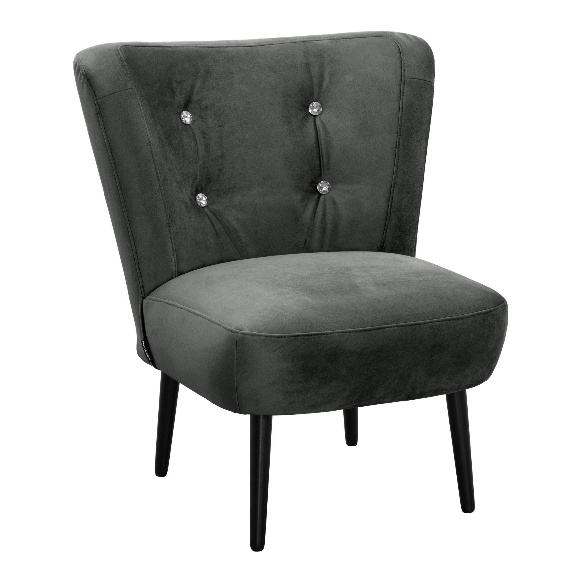 COCKTAILSESSEL Kayleigh Samtvelours graphit - Graphitfarben, Kunststoff (68/80/69cm) - 58aufmkessel
